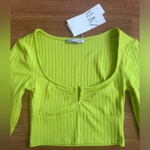 Zara new with tags NWT lime green crop top size small